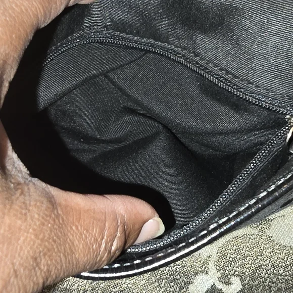 Coach Purse Black Signature Canvas Crossbody Bag Leather Trim Silver Tone Accent - Picture 6 of 11